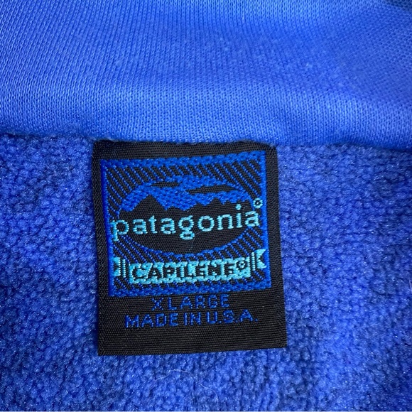 Patagonia Blue Vintage Capilene Quarter Zip Fleece Pullover Base Layer - Picture 3 of 3
